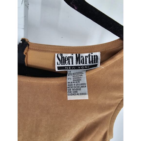 Vintage Sheri Martin New York Womens Sz 14 Maxi Length Dress Black Brown - Picture 3 of 5